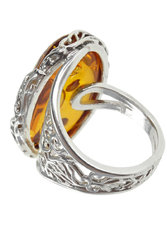 Перстень зі срібла і бурштину «Юнона»