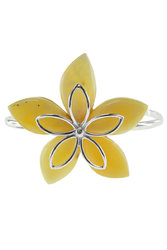 Срібний браслет з бурштином «Квітка»