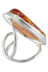 Перстень з бурштином в сріблі «Лола»
