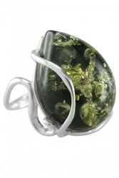 Перстень з каплевидним каменем бурштину «Тереза»
