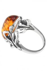 Перстень з бурштином в декоративній оправі «Уля»