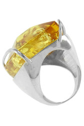 Ring with an amber stone in a silver frame “Elina”