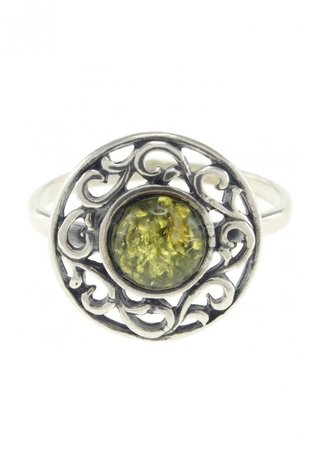 Серебряное кольцо с янтарем «Ажурис»