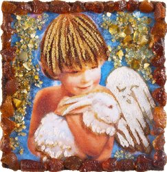 Souvenir magnet “Angel Boy with a White Rabbit”