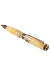 Бурштинова кулькова ручка с рогом оленя «Візерунок»